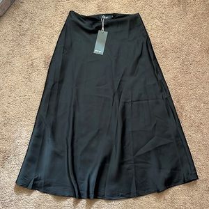 NWT Nasty Gal Black Satin Midi Skirt